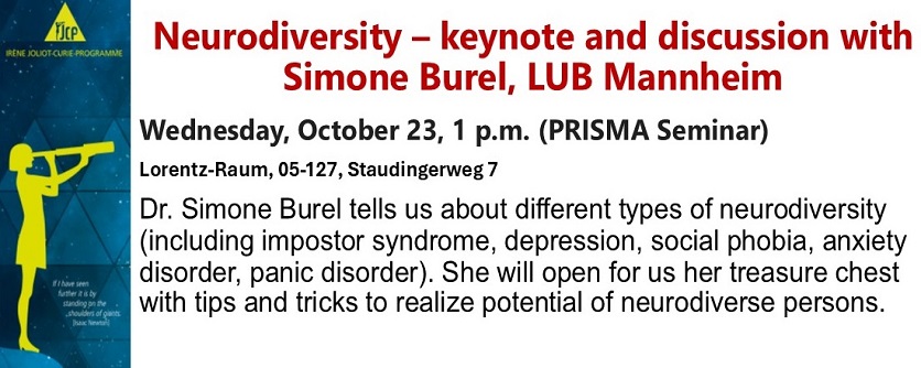 Keynote über Neurodiversität im Rahmen des Irène Joliot-Curie Programms (26. Oktober 2024)